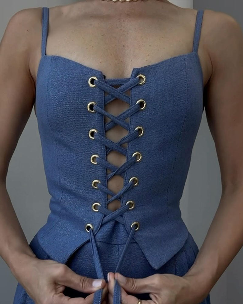 Esther Linnen Corset Set