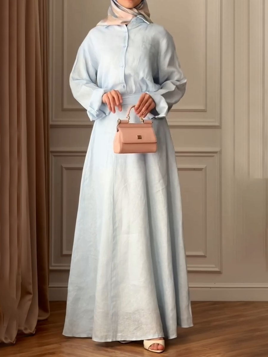 Casual cotton and linen two piece set
