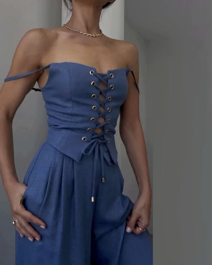 Esther Linnen Corset Set