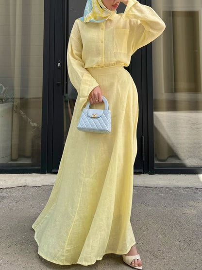 Casual cotton and linen two piece set